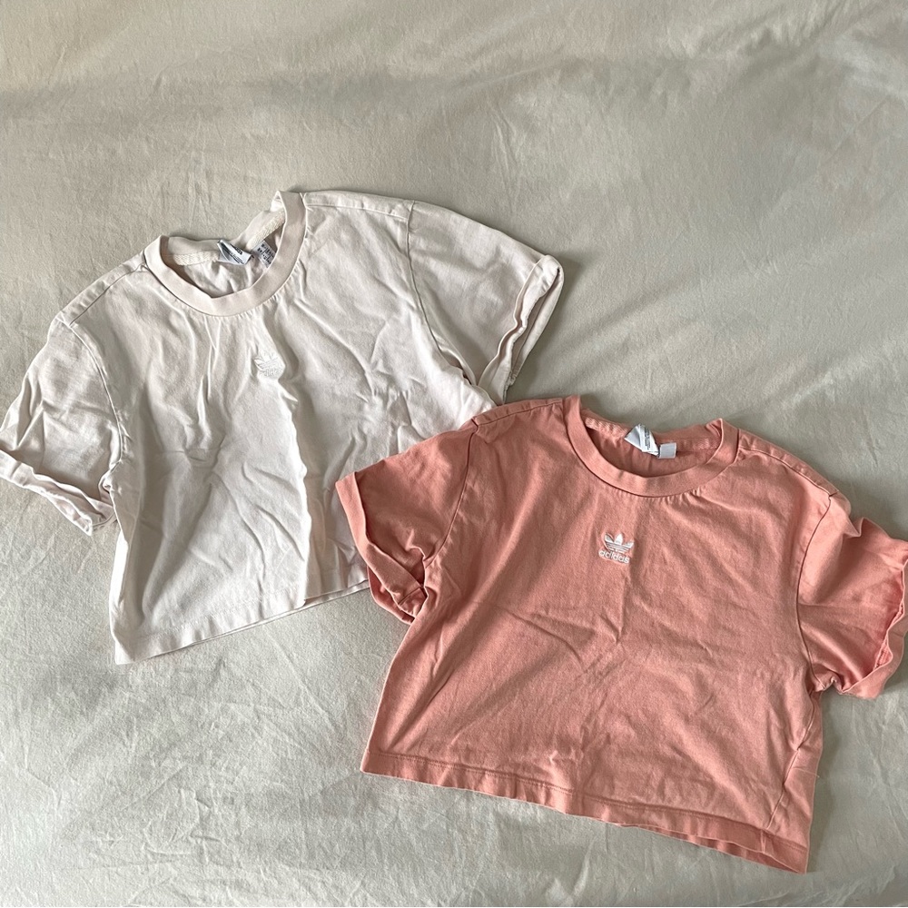 set of 2 adidas cropped workout tees